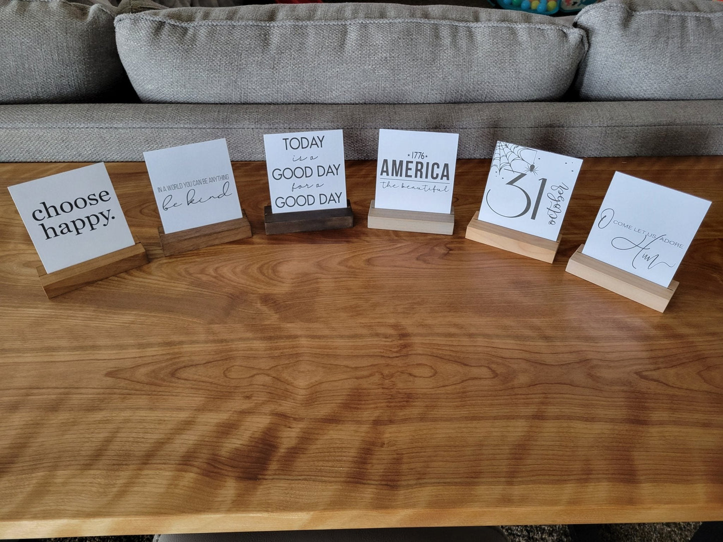 Interchangeable Mini Wood Sign Holder – Seasonal & Inspirational Quotes - Icehouse Woodwork & Design