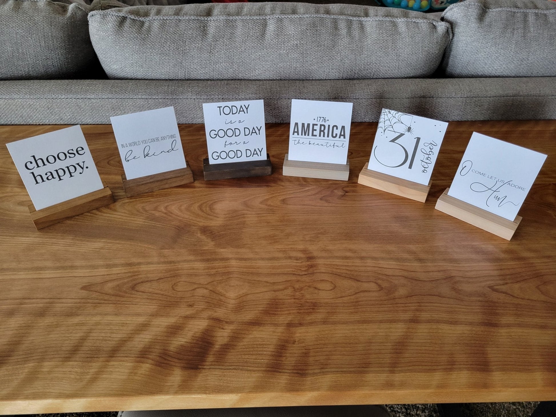 Interchangeable Mini Wood Sign Holder – Seasonal & Inspirational Quotes - Icehouse Woodwork & Design