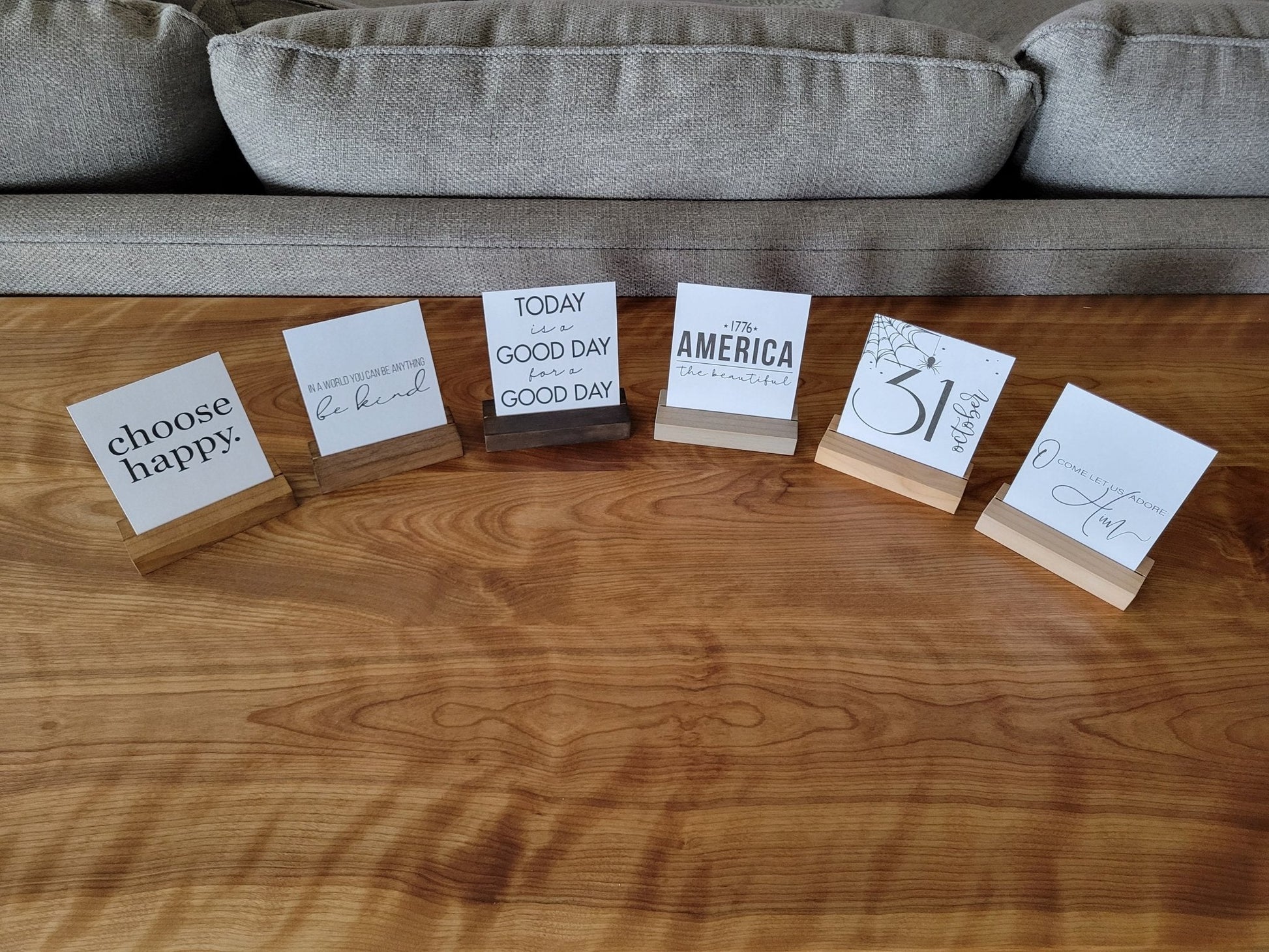 Interchangeable Mini Wood Sign Holder – Seasonal & Inspirational Quotes - Icehouse Woodwork & Design