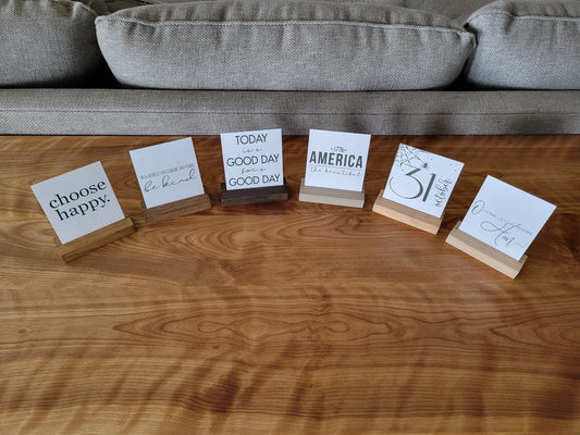 Interchangeable Mini Wood Sign Holder – Seasonal & Inspirational Quotes - Icehouse Woodwork & Design